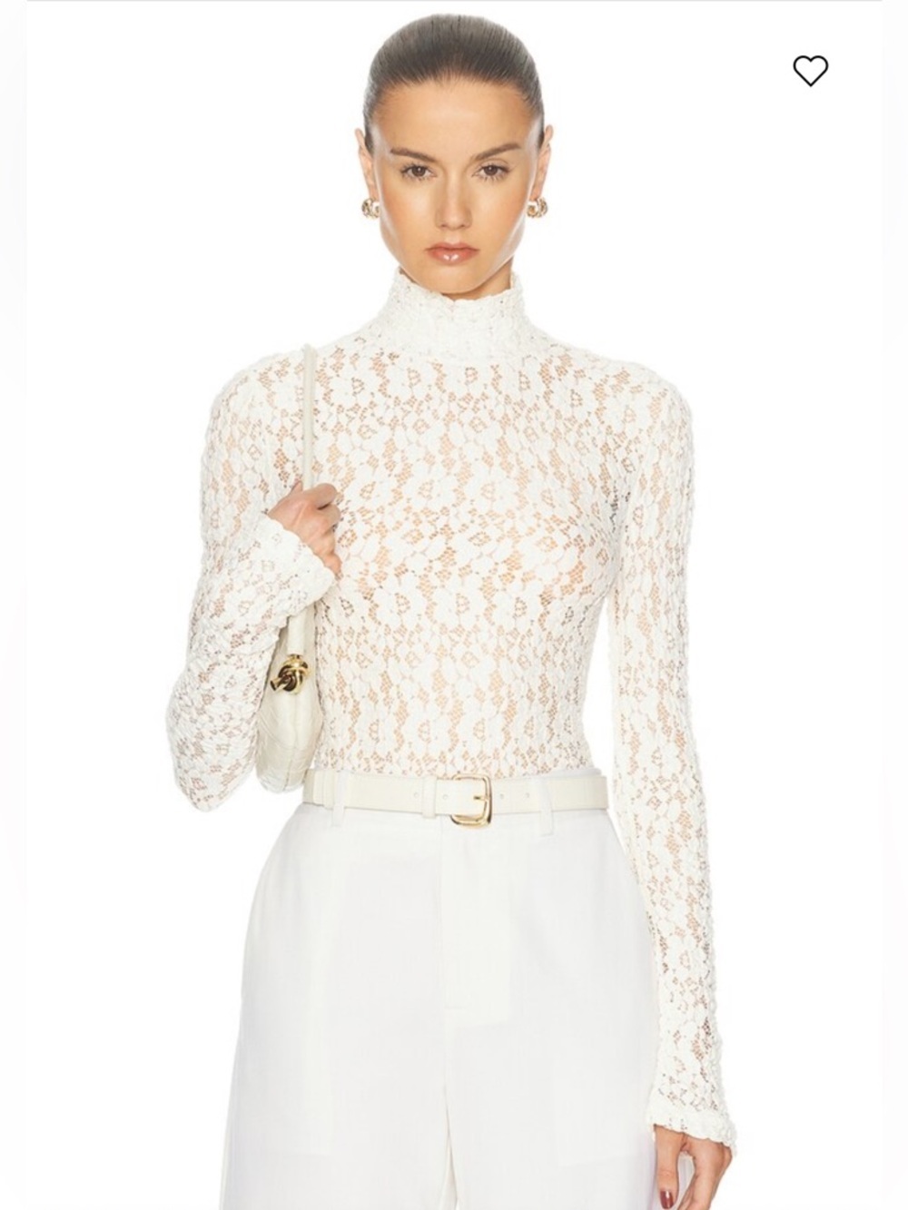 L'Academie by Marianna Kayden Top Sheer Lace Turtleneck Cream FWRD Size XS